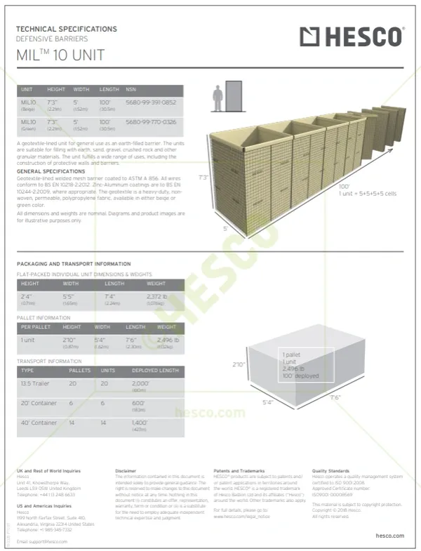 hesco MIL 10 specs